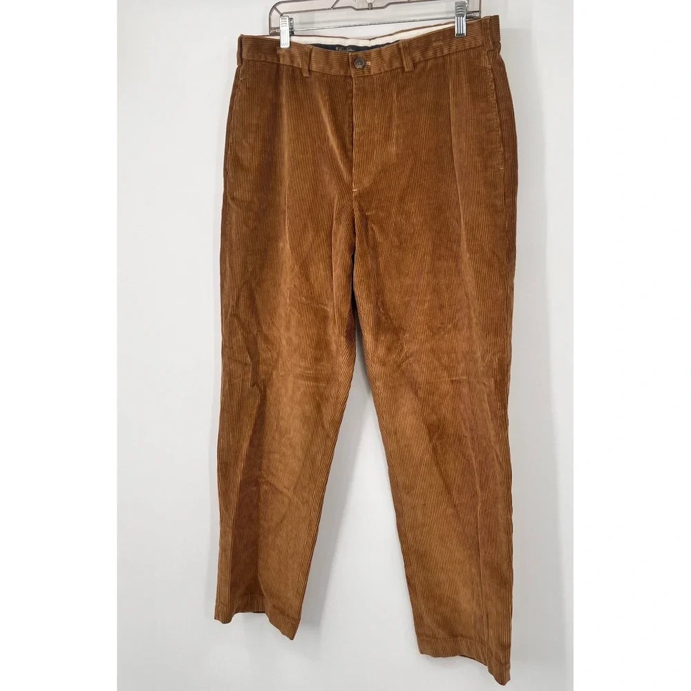 Brooks Brothers Hudson Corduroy Pants Mens 36x32 Brown Wide Wale‎ Cotton Blend